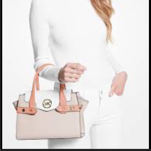 Michael Kors Carmen Medium Satchel - Pink and Tan - Picture 2 of 8